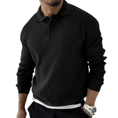 New Fashion Urban Slim Long-Sleeved Knitted Black Men's Sweatshirt Sweater