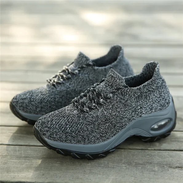 New Grey Color Air Cushion Women's Shoes Thick Soles Shaking