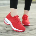 New Red Color Air Cushion Women's Shoes Thick Soles Shaking