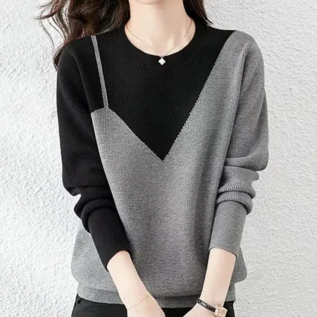 New Women Clothing Simplicity Loose Grey Sweater Tops