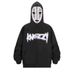 Premium Quality Zipper Cosplay Printed Black Hoodie Unisex