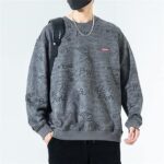 Sense Suede Crewneck Grey Sweatshirt Men’s Spring And Autumn Large Size