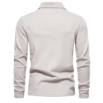 Spring Autumn And Winter Long Sleeve Polo Solid beige Color Casual Tops Sweatshirts Male f