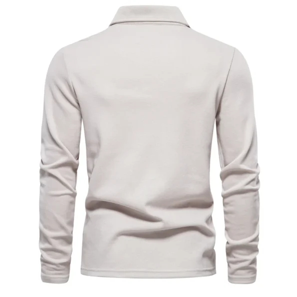 Spring Autumn And Winter Long Sleeve Polo Solid beige Color Casual Tops Sweatshirts Male