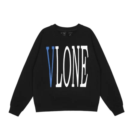 Vlone Back Big V Long Sleeve Same Oversize Men and Women Couple Black Sweatshirts