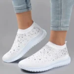 White Rhinestone Elastic Sock Casual Men’s And Women’s Sports Shoes 2