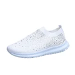 White Rhinestone Elastic Sock Casual Men’s And Women’s Sports Shoes 2