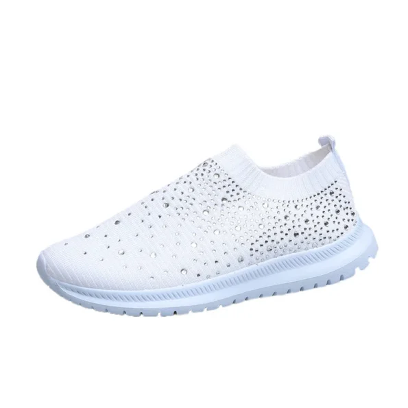 White Rhinestone Elastic Sock Casual Men's And Women's Sports Shoes