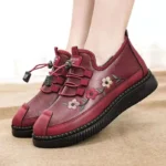 Winter Stylish Warm Cotton Shoes Boot Non-slip Waterproof Red Color Mothers Shoes