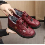 Winter Stylish Warm Cotton Shoes Boot Non-slip Waterproof Red Color Mothers Shoes