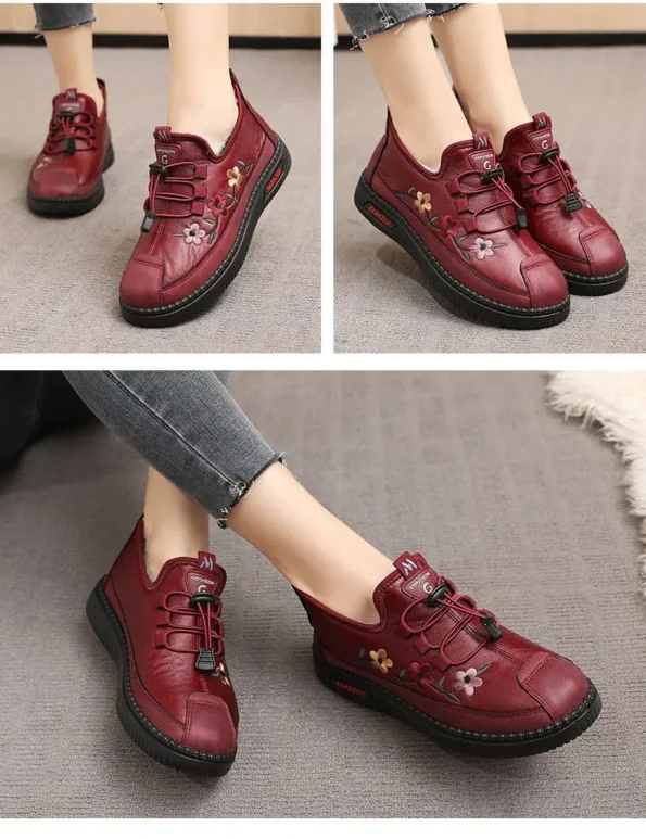 Winter Stylish Warm Cotton Shoes Boot Non-slip Waterproof Red Color Mothers Shoes