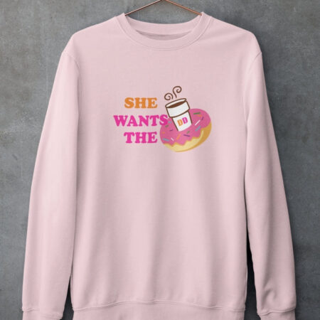 She Wants Donuts Light Pink Sweatshirt for Women