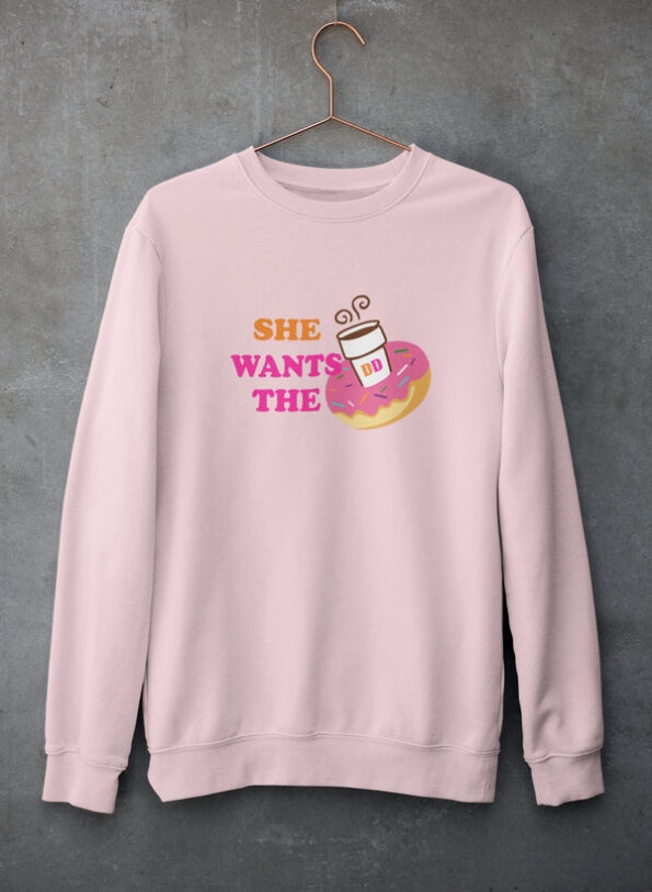 She Wants Donuts Light Pink Sweatshirt for Women