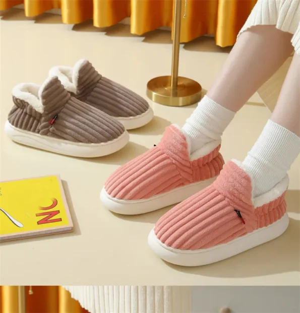 Indoor Autumn And Winter With Velvet Thick Sole Non-Slip Warm Cotton Shoes