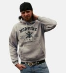 Mens Norvine Tattoo Anchor Hoodie Grey Hoodie