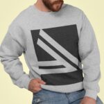 Men’s Double Slanted Logo Crewneck Grey Sweatshirt