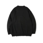 Abstract Portrait Pattern Oversized Pullover Men Women Knit Black Sweatshirt