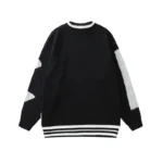 Cartoon Portrait Men Women Black Knit Sweatshirt f