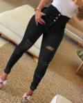 Casual High Quality Waist Pencil Women's Black Jeans