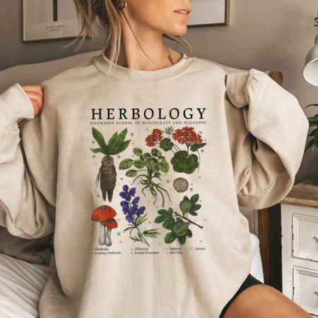 Herbology Plants Magic Men Women Beige Sweatshirt