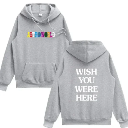 High Quality Printed Rapper Astroworld Logo Light Grey Hoodie For Men