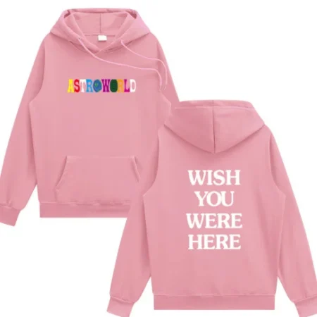 High Quality Printed Rapper Astroworld Logo Pink Hoodie For Men