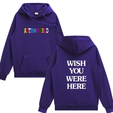 High Quality Printed Rapper Astroworld Logo Purple Hoodie For Men