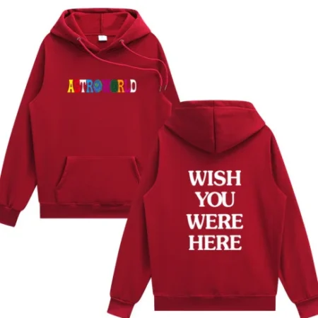 High Quality Printed Rapper Astroworld Logo Red Color Hoodie For Men