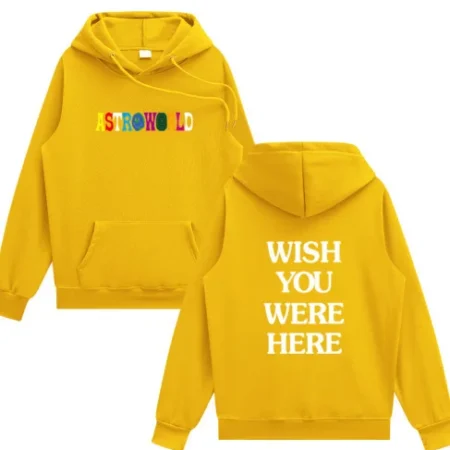 High Quality Printed Rapper Astroworld Logo Yellow Hoodie For Men