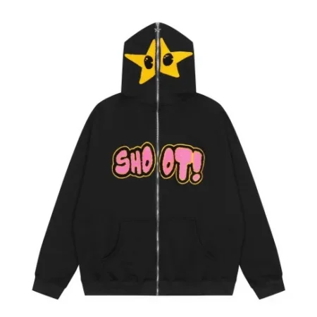 High Quality Star Logo Printed Black Hoodie Unisex