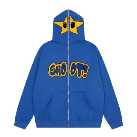 High Quality Star Logo Printed Blue Hoodie Unisex