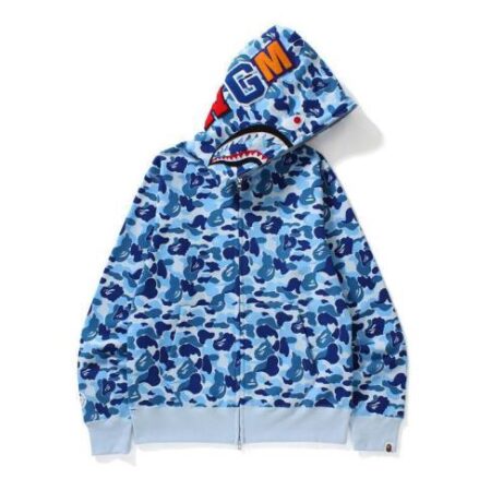 Hot Classic Style Bathing Ape Shark Mix Men Blue Hoodie