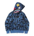 Hot Classic Style Bathing Ape Shark Mix Men Navy Blue Hoodie