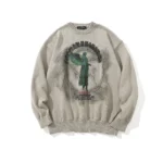 Men's Angel Lightning Printed Beige Knit Sweatshirt