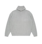 Men’s Oversize Zipper Pullover Casual Striped Knitted Grey Sweatshirt