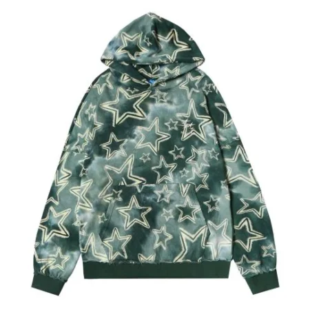 Men’s Super Star Oversized Graphic Green Hoodie