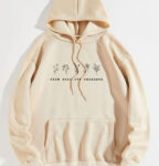 Men's Women Grow Positive Thoughts High Quality Beige Hoodie