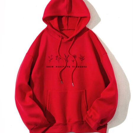 Men's Women Grow Positive Thoughts High Quality Red Hoodie
