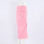 Midi Solid High Waist Ladies Sweat Pink Skirt