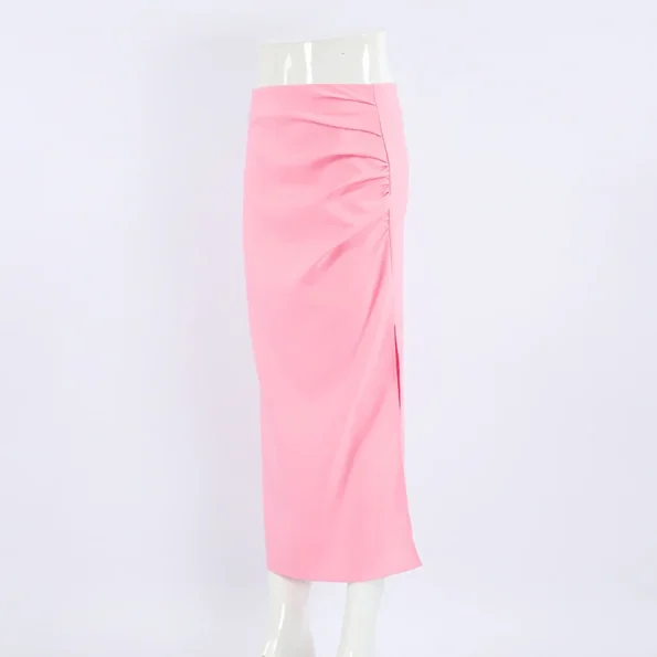 Midi Solid High Waist Ladies Sweat Pink Skirt 2