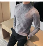 New Cashmere Half Turtleneck Men’s Grey Knit Sweatshirt 1