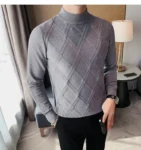 New Cashmere Half Turtleneck Men’s Grey Knit Sweatshirt 1