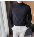 New Cashmere Half Turtleneck Men's Knit Black Sweatshirt