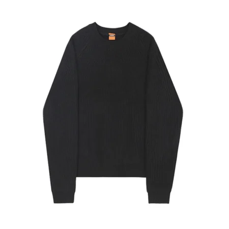 New Men's Tide O-Neck Vintage Pullovers Thicken Knit Black Sweatshirt