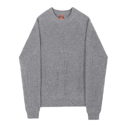 New Men's Tide O-Neck Vintage Pullovers Thicken Knit Grey Sweatshirt