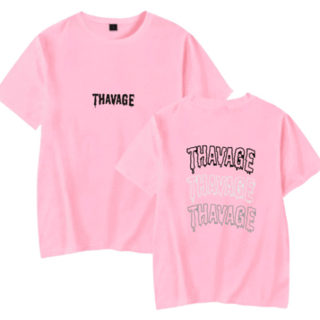 New Men's Women's Fashion Leisure Short-sleeved Pink T-shirt 1