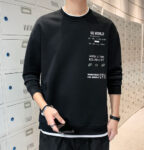 New Trendy Casual Sleeve Solid Soft Comfortable Men Black Sweatshirt