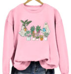 Plant Ghosts Colored Men Women Pink Sweatshirt