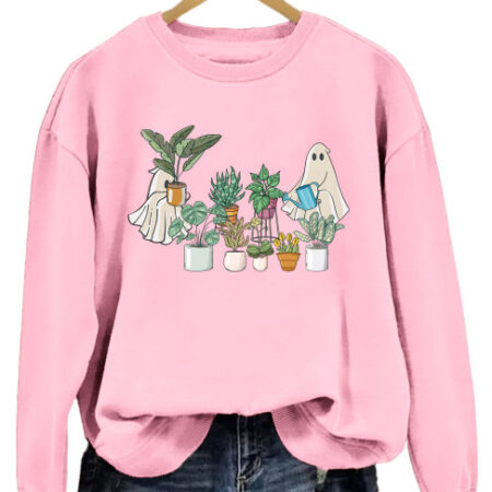 Plant Ghosts Colored Men Women Pink Sweatshirt