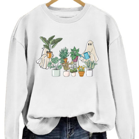 Plant Ghosts Colored Men Women White Sweatshirt